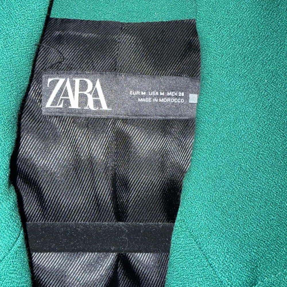 ZARA Emerald Green Double-Breasted Blazer Gold Buttons Size M - Picture 3 of 6